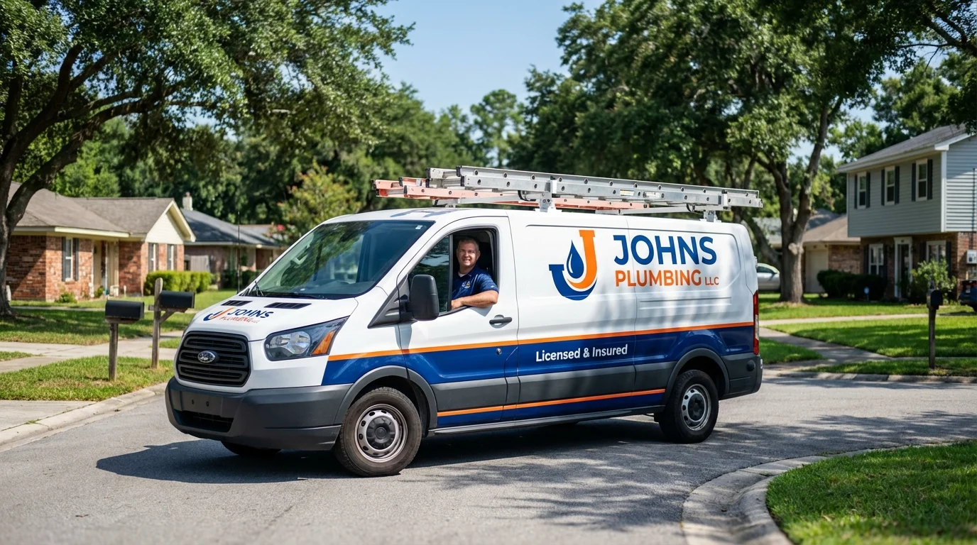 Johns Plumbing LLC service van in New Lisbon, WI